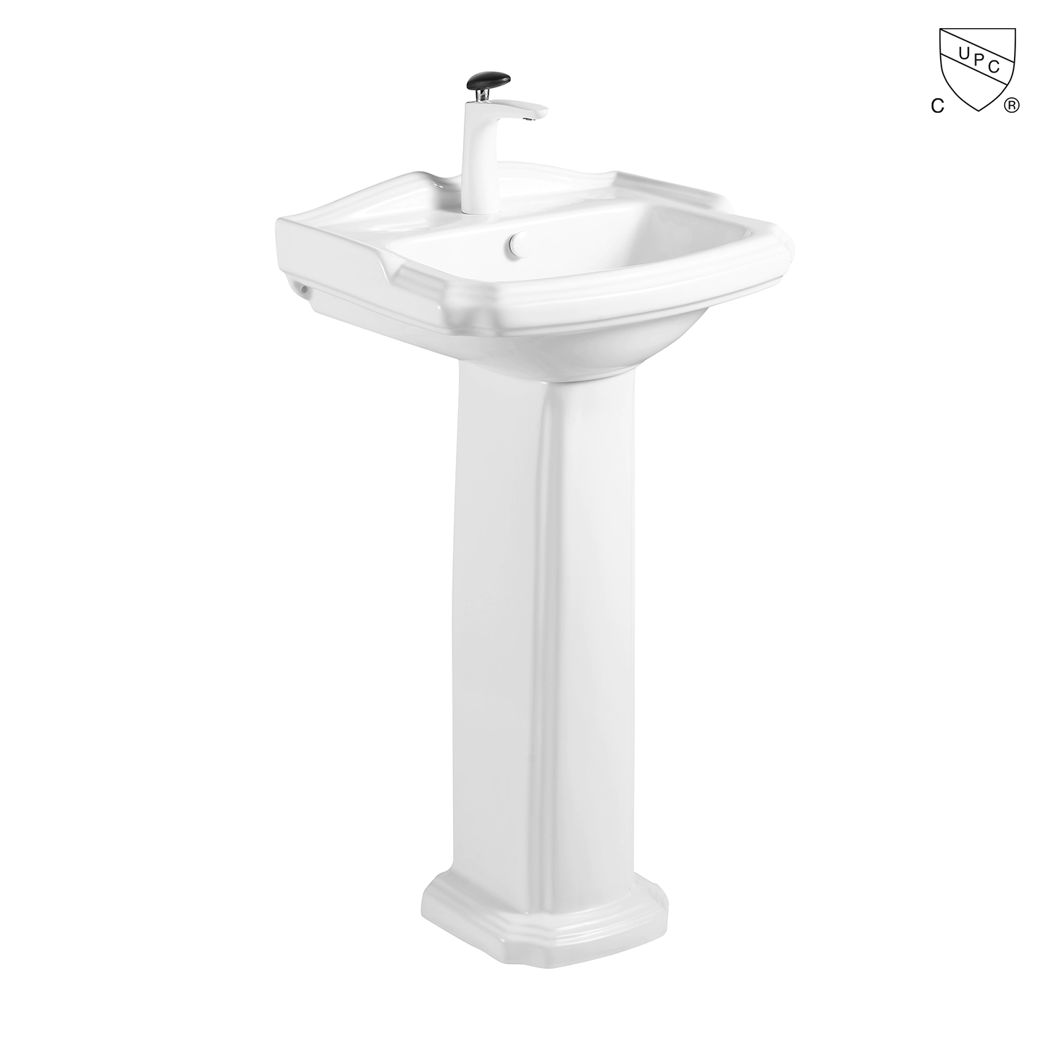 Victorian style CUPC certified white bathroom ceramic two piece freestanding pedestal sink MB-19355, produced by meilong ceramics